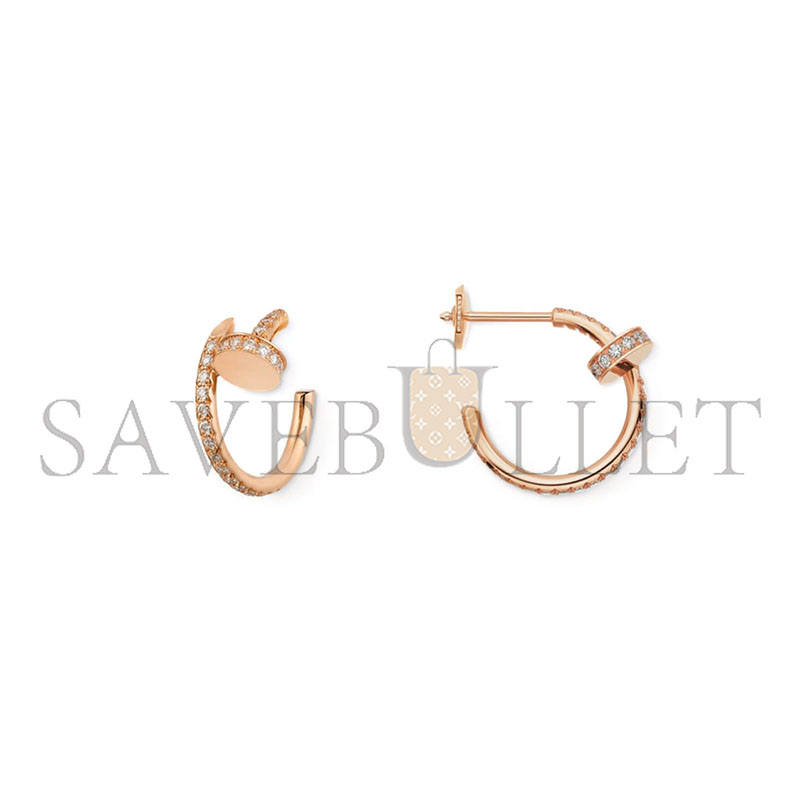 CARTIER JUSTE UN CLOU HOOP EARRINGS SMALL MODEL PAVED REF. B8301429
